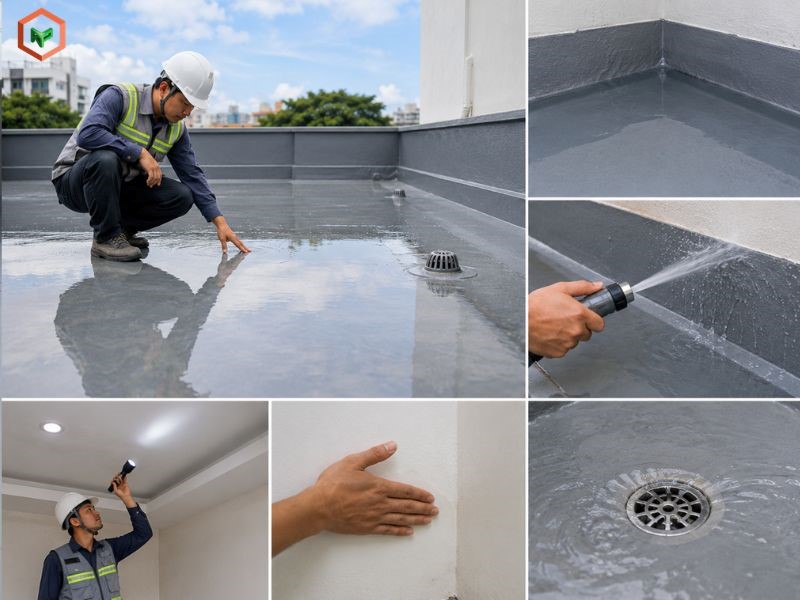 Kiểm tra khả năng chống thấm thực tế sau khi thi công chống thấm KOVA