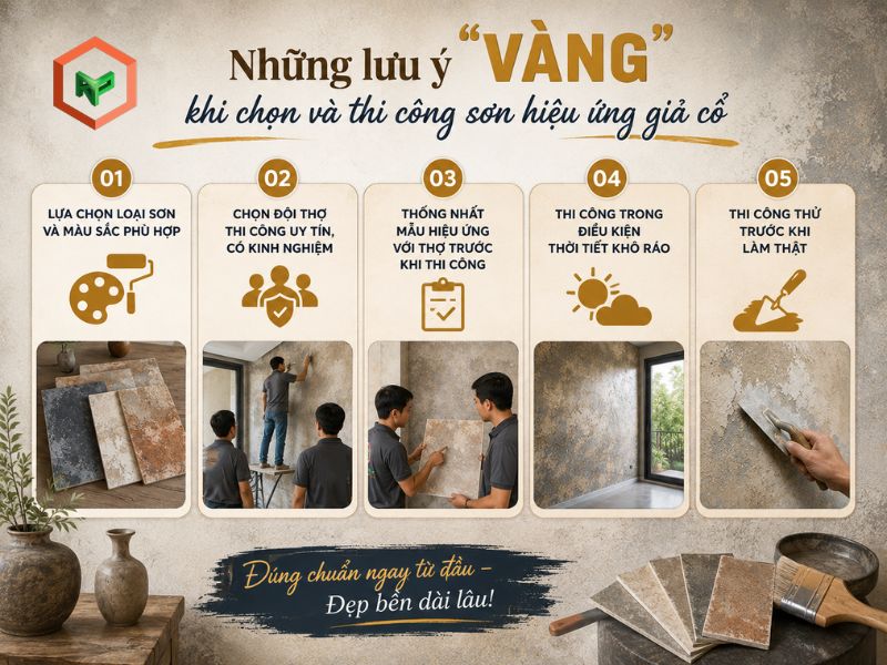 Lưu ý khi chọn và thi công sơn giả cổ