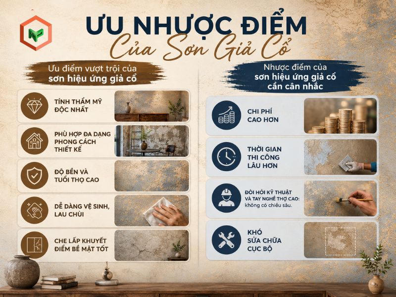 Ưu nhược điểm sơn hiệu ứng giả cổ