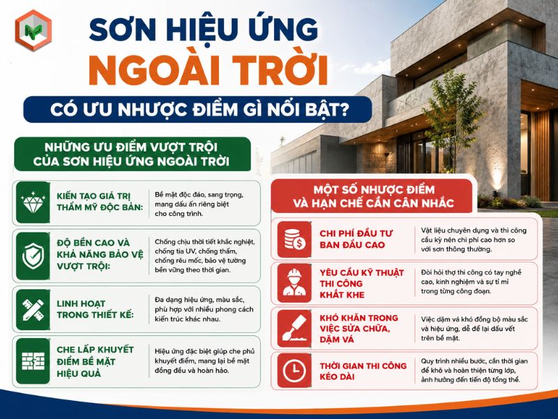 Ưu nhược điểm sơn hiệu ứng ngoài trời