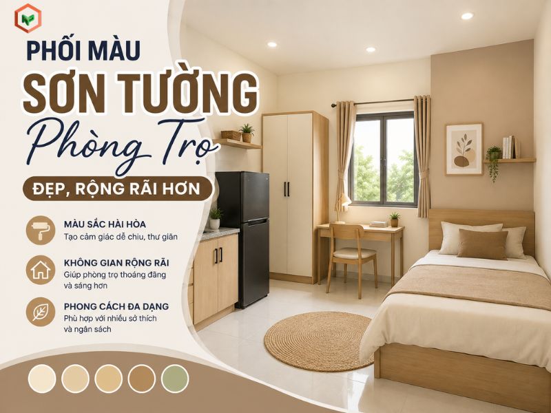 Phối Màu Sơn Tường Phòng Trọ Đẹp, Rộng Rãi Hơn