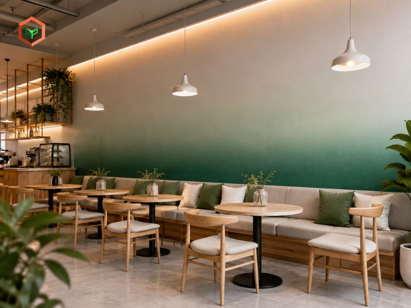Sơn tường gradient cho không gian thương mại: Xây dựng nhận diện thương hiệu