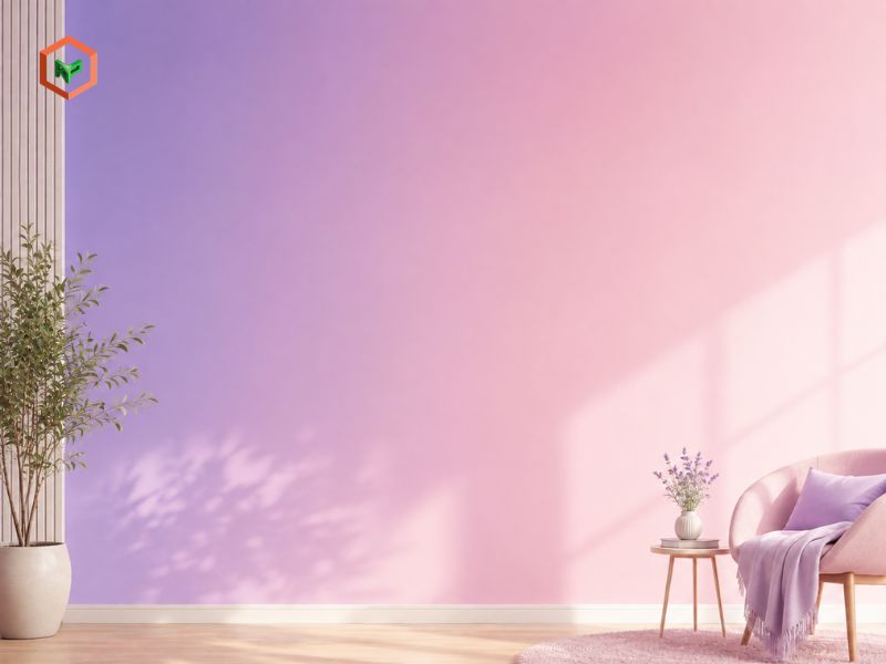 Gradient tím lavender sang hồng nhạt: Giấc mơ ngọt ngào và bay bổng