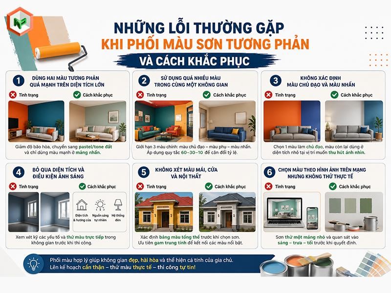 Những lỗi thường gặp khi phối màu tương phản
