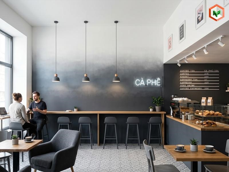 Phối màu Ombre cho quán café, showroom và studio