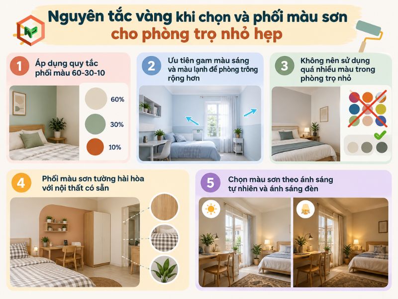 Nguyên tắc phối màu sơn phòng trọ
