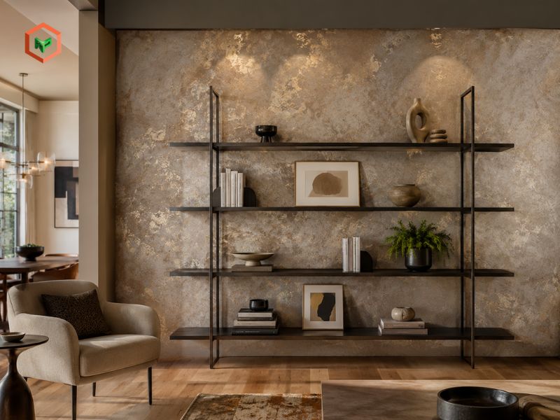 Sơn hiệu ứng phía sau tường kệ trang trí