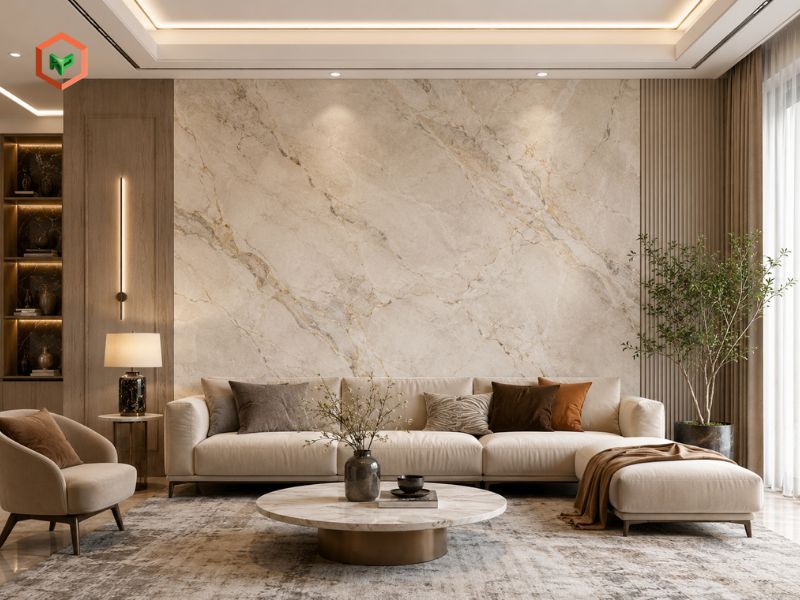 Sơn hiệu ứng vân đá tự nhiên cho phòng khách