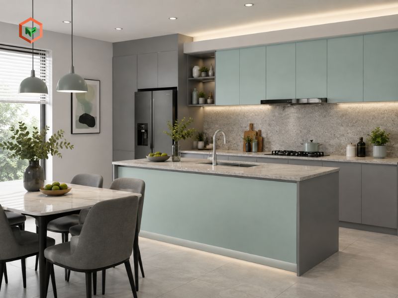 Xanh ngọc phối xám