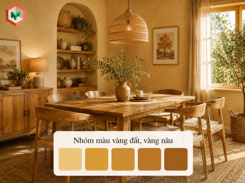 Nhóm màu earth tone vàng đất và vàng nâu
