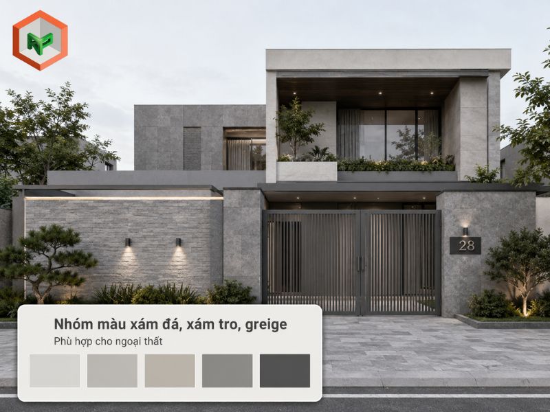 Nhóm màu earth tone xám đá, xám tro và greige