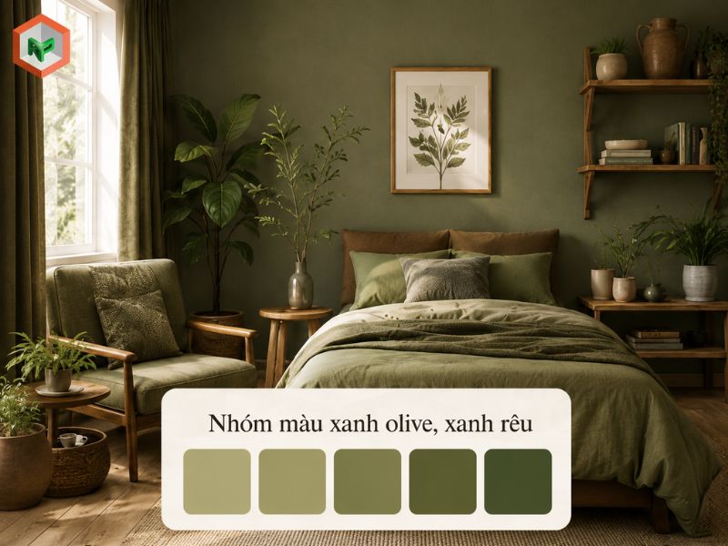Nhóm màu xanh olive, xanh rêu của Earth tone