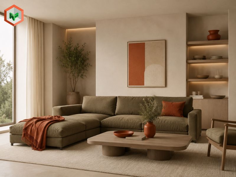 Phối màu earth tone nguyên tắc phân bổ tỷ lệ màu 60-30-10