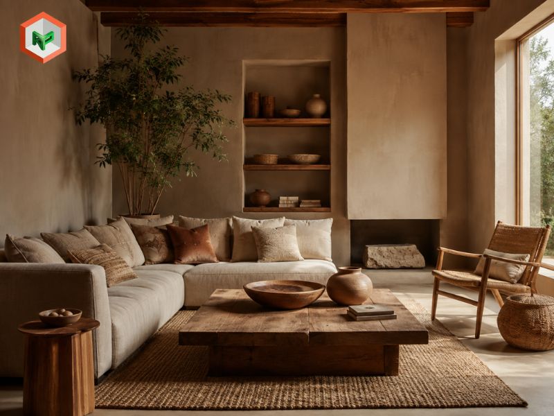 Phối màu earth tone nguyên tắc tôn vinh chất liệu tự nhiên