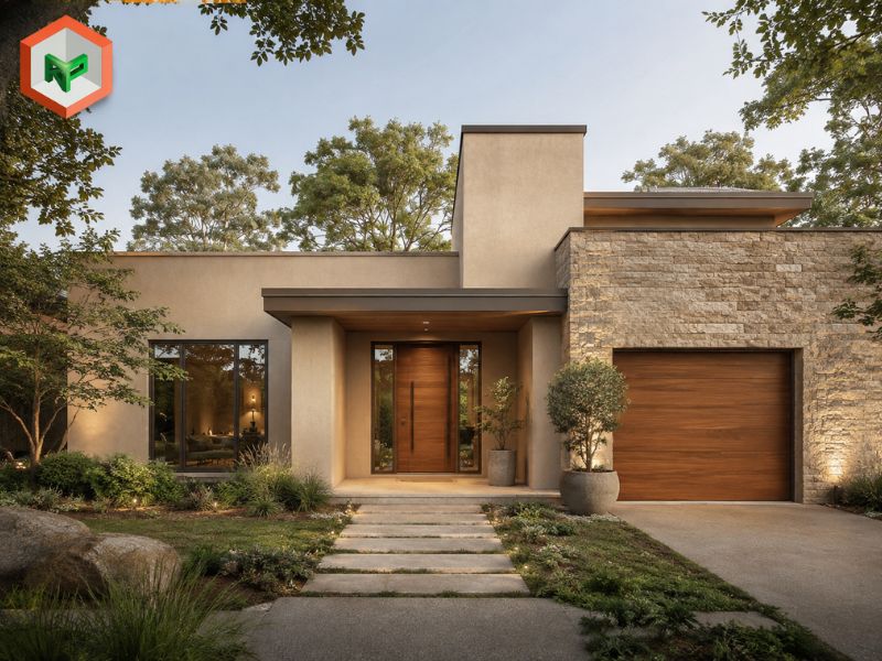 Phối màu earth tone cho mặt tiền nhà