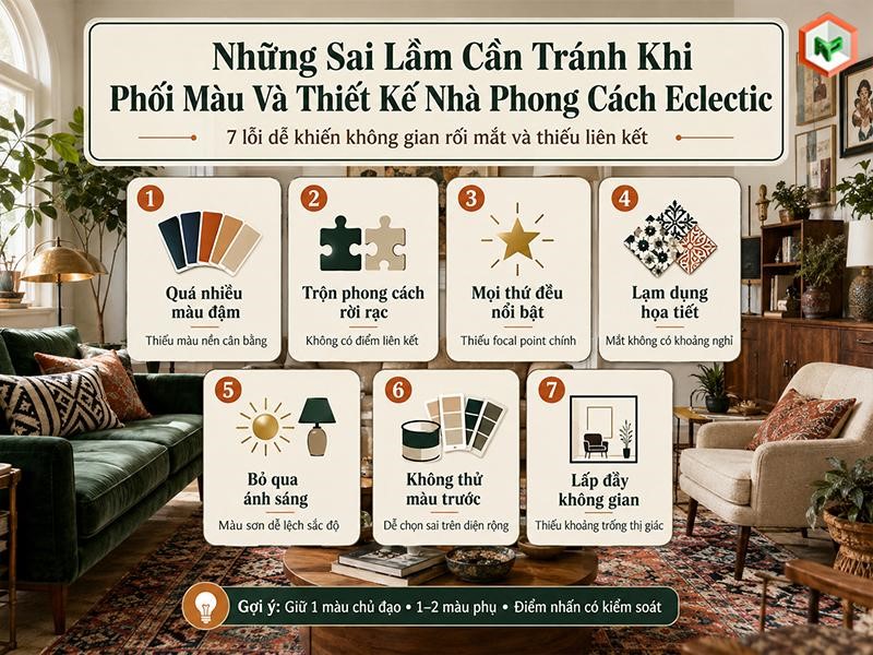 Sai lầm cần tránh khi phối màu sơn thiết kế nhà phong cách eclectic